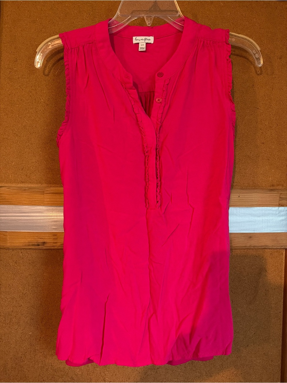 love, fire Bright Pink Sleeveless Ruffle-Trim Camisole